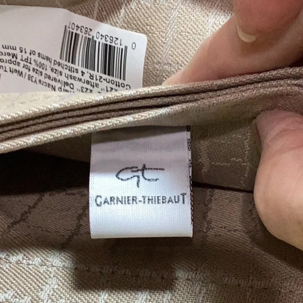 New Garnier-Thiebaut 6 Tan 21”x21” 100% Cotton Napkins
